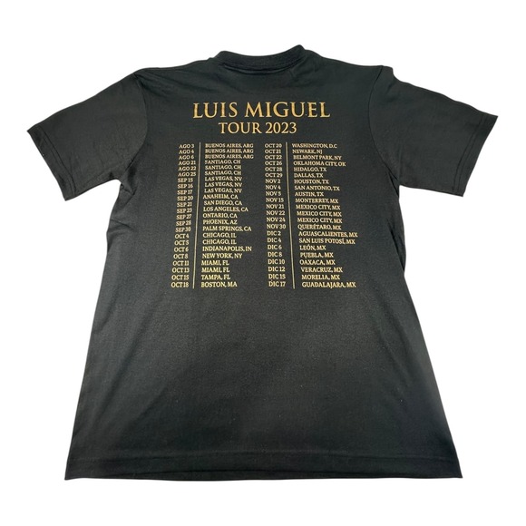 Luis Miguel Tour 2023 T-Shirt El Sol De Mexico Concert Dates Black Mens L - Picture 2 of 7